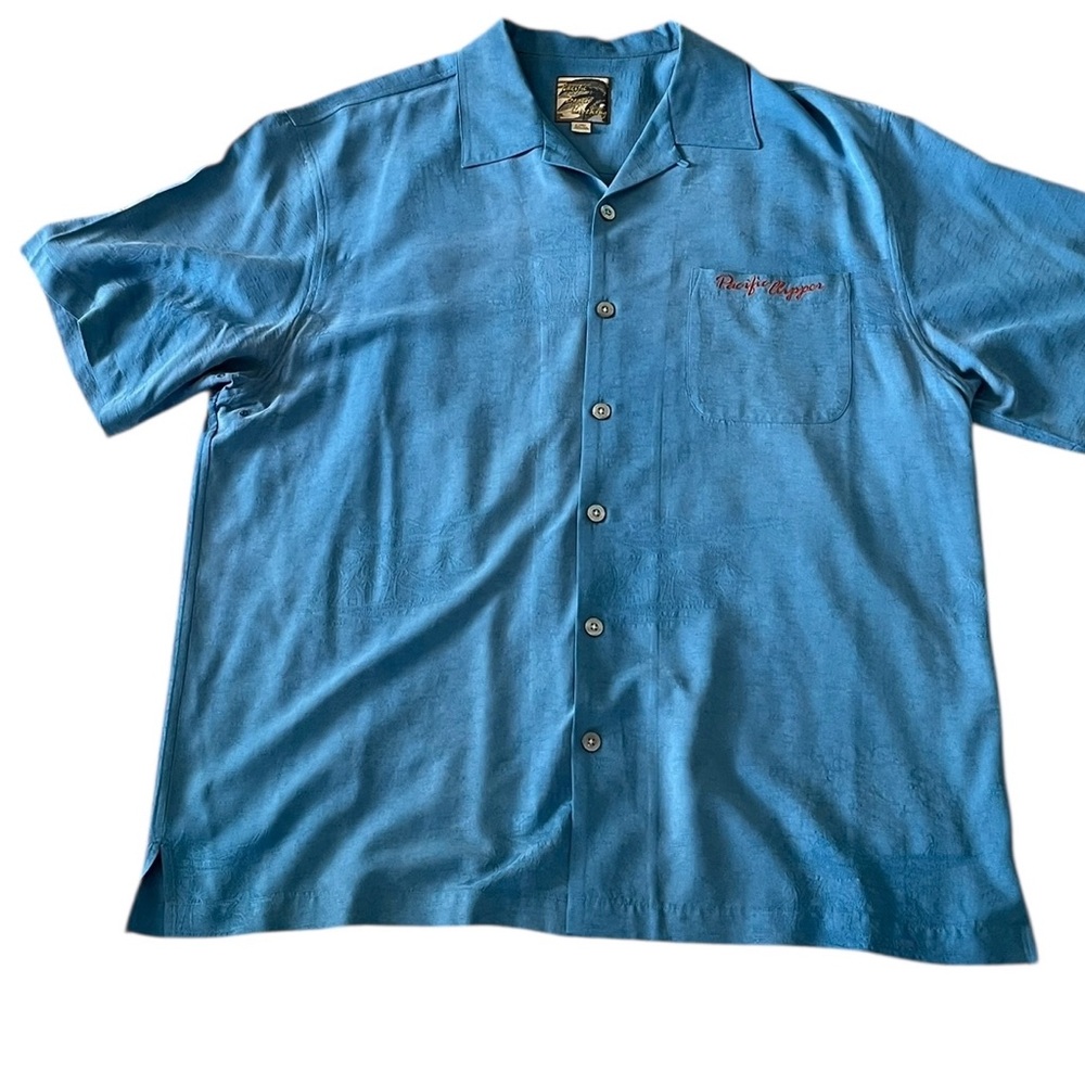 Vintage Pacific Beach 100% Silk Clipper Embroidered Button Down Shirt Size XL - Picture 7 of 11